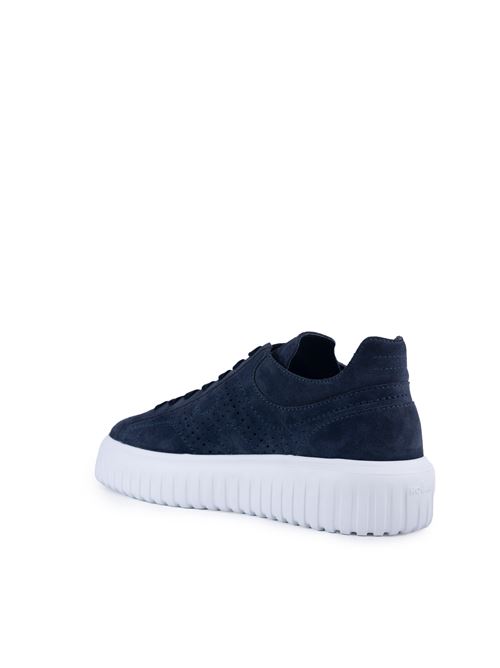 Sneakers H-Stripes in pelle scamosciata Blu HOGAN | HXM6450FJ50 I9SU801